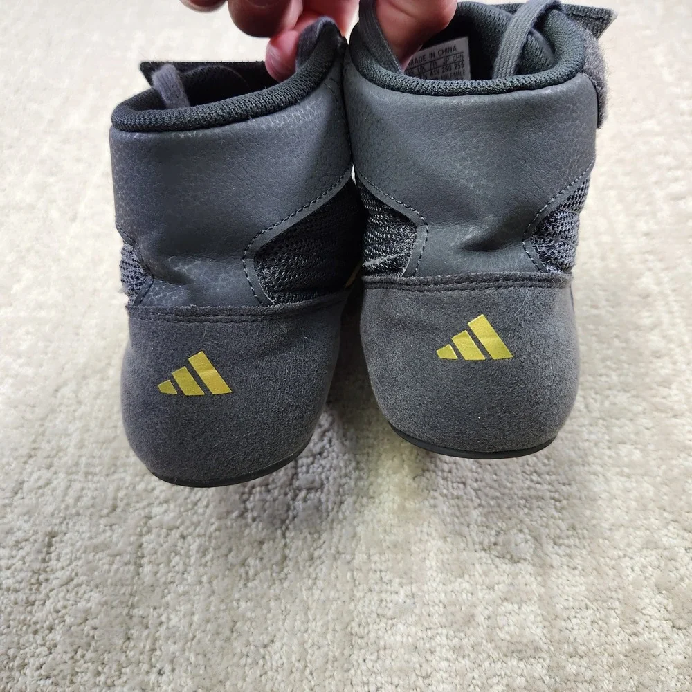 Adidas HVC Wrestling Shoes Mens 8 Dark Grey Gold High Top Boxing Combat HP1000